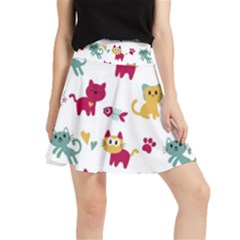 Pattern With Cute Cats Waistband Skirt