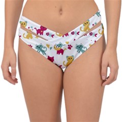 Pattern With Cute Cats Double Strap Halter Bikini Bottom