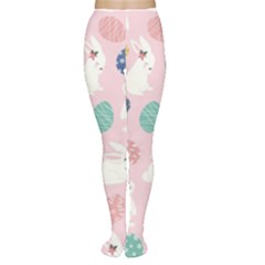 Cute Bunnies Easter Eggs Seamless Pattern Tights by Jancukart