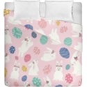 Cute Bunnies Easter Eggs Seamless Pattern Duvet Cover Double Side (King Size) View1