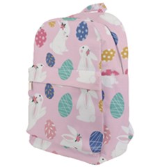 Cute Bunnies Easter Eggs Seamless Pattern Classic Backpack by Jancukart