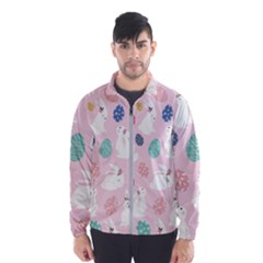 Cute Bunnies Easter Eggs Seamless Pattern Men s Windbreaker by Jancukart