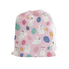 Cute Bunnies Easter Eggs Seamless Pattern Drawstring Pouch (xl)