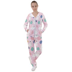 Cute Bunnies Easter Eggs Seamless Pattern Women s Tracksuit by Jancukart