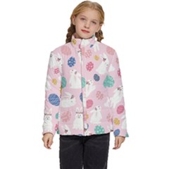 Cute Bunnies Easter Eggs Seamless Pattern Kids  Puffer Bubble Jacket Coat