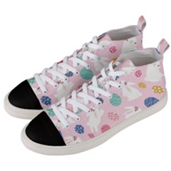 Cute Bunnies Easter Eggs Seamless Pattern Men s Mid-top Canvas Sneakers