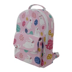 Cute Bunnies Easter Eggs Seamless Pattern Flap Pocket Backpack (large)