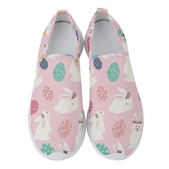 Cute Bunnies Easter Eggs Seamless Pattern Women s Slip On Sneakers by Jancukart