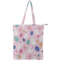 Cute Bunnies Easter Eggs Seamless Pattern Double Zip Up Tote Bag by Jancukart