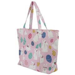 Cute Bunnies Easter Eggs Seamless Pattern Zip Up Canvas Bag