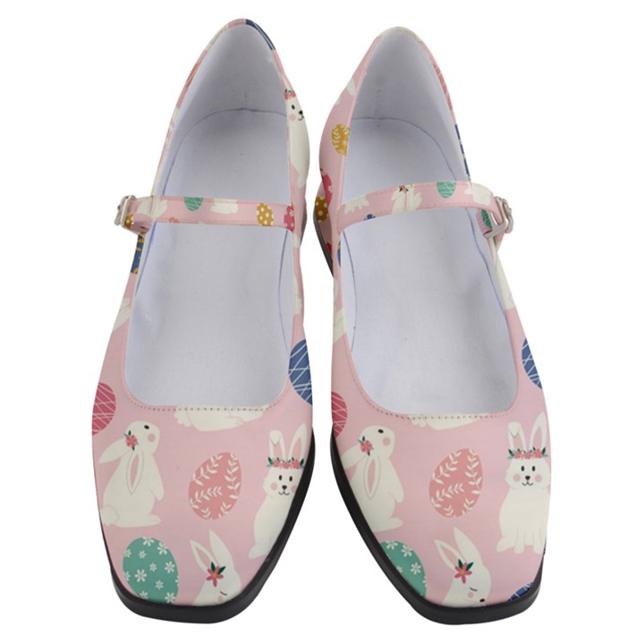 Cute Bunnies Easter Eggs Seamless Pattern Women s Mary Jane Shoes