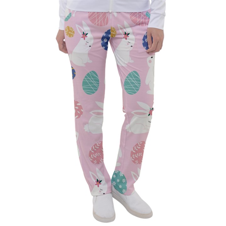 Cute Bunnies Easter Eggs Seamless Pattern Women s Casual Pants