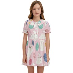 Cute Bunnies Easter Eggs Seamless Pattern Kids  Sweet Collar Dress