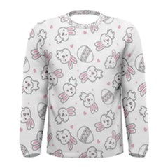 Cute Pattern With Easter Bunny Egg Men s Long Sleeve Tee by Jancukart