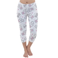 Cute Pattern With Easter Bunny Egg Capri Winter Leggings 