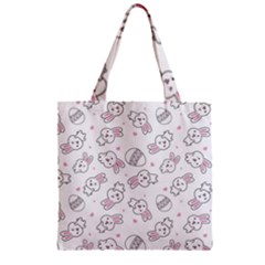 Cute Pattern With Easter Bunny Egg Zipper Grocery Tote Bag