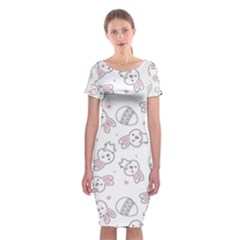 Cute Pattern With Easter Bunny Egg Classic Short Sleeve Midi Dress