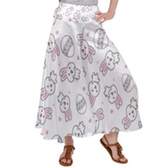 Cute Pattern With Easter Bunny Egg Satin Palazzo Pants