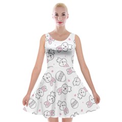 Cute Pattern With Easter Bunny Egg Velvet Skater Dress by Jancukart