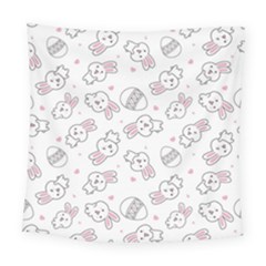 Cute Pattern With Easter Bunny Egg Square Tapestry (large)