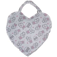 Cute Pattern With Easter Bunny Egg Giant Heart Shaped Tote