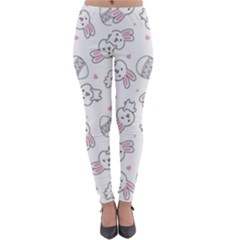 Cute Pattern With Easter Bunny Egg Lightweight Velour Leggings