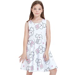 Cute Pattern With Easter Bunny Egg Kids  Skater Dress by Jancukart