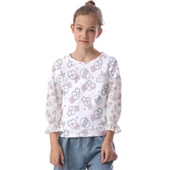 Cute Pattern With Easter Bunny Egg Kids  Cuff Sleeve Top