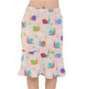 Seamless Pattern Cute Snail With Flower Leaf Short Mermaid Skirt View1