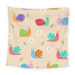 Seamless Pattern Cute Snail With Flower Leaf Square Tapestry (large)