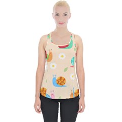 Seamless Pattern Cute Snail With Flower Leaf Piece Up Tank Top