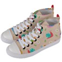 Seamless Pattern Cute Snail With Flower Leaf Women s Mid-Top Canvas Sneakers View2