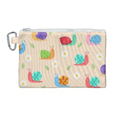 Seamless Pattern Cute Snail With Flower Leaf Canvas Cosmetic Bag (large) by Jancukart