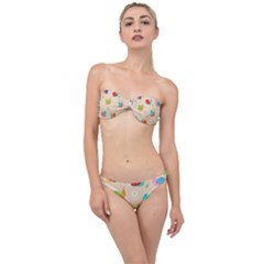 Seamless Pattern Cute Snail With Flower Leaf Classic Bandeau Bikini Set