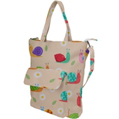 Seamless Pattern Cute Snail With Flower Leaf Shoulder Tote Bag