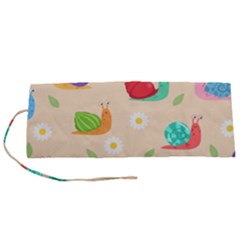 Seamless Pattern Cute Snail With Flower Leaf Roll Up Canvas Pencil Holder (s) by Jancukart