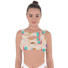 Seamless Pattern Cute Snail With Flower Leaf Bandaged Up Bikini Top