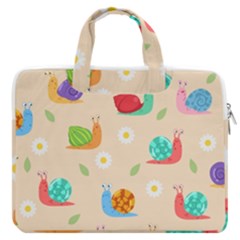 Seamless Pattern Cute Snail With Flower Leaf Macbook Pro 16  Double Pocket Laptop Bag 