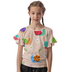 Seamless Pattern Cute Snail With Flower Leaf Kids  Cut Out Flutter Sleeves