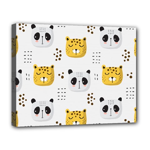 Seamless Pattern Cute Animals Canvas 14  X 11  (stretched)