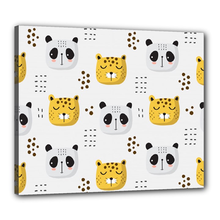 Seamless Pattern Cute Animals Canvas 24  x 20  (Stretched)