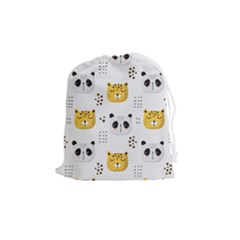 Seamless Pattern Cute Animals Drawstring Pouch (medium)