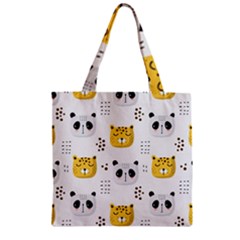 Seamless Pattern Cute Animals Zipper Grocery Tote Bag