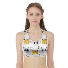 Seamless Pattern Cute Animals Sports Bra With Border