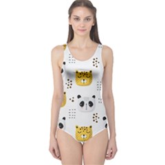 Seamless Pattern Cute Animals One Piece Swimsuit