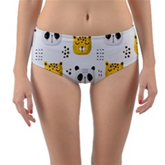 Seamless Pattern Cute Animals Reversible Mid-waist Bikini Bottoms