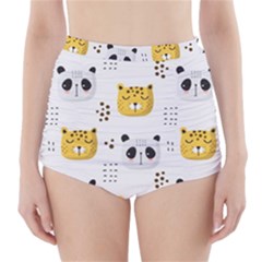 Seamless Pattern Cute Animals High-waisted Bikini Bottoms