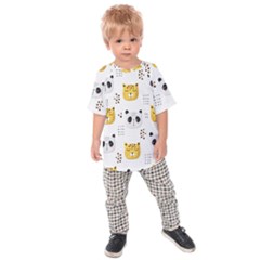 Seamless Pattern Cute Animals Kids  Raglan Tee