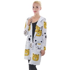 Seamless Pattern Cute Animals Hooded Pocket Cardigan