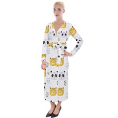 Seamless Pattern Cute Animals Velvet Maxi Wrap Dress